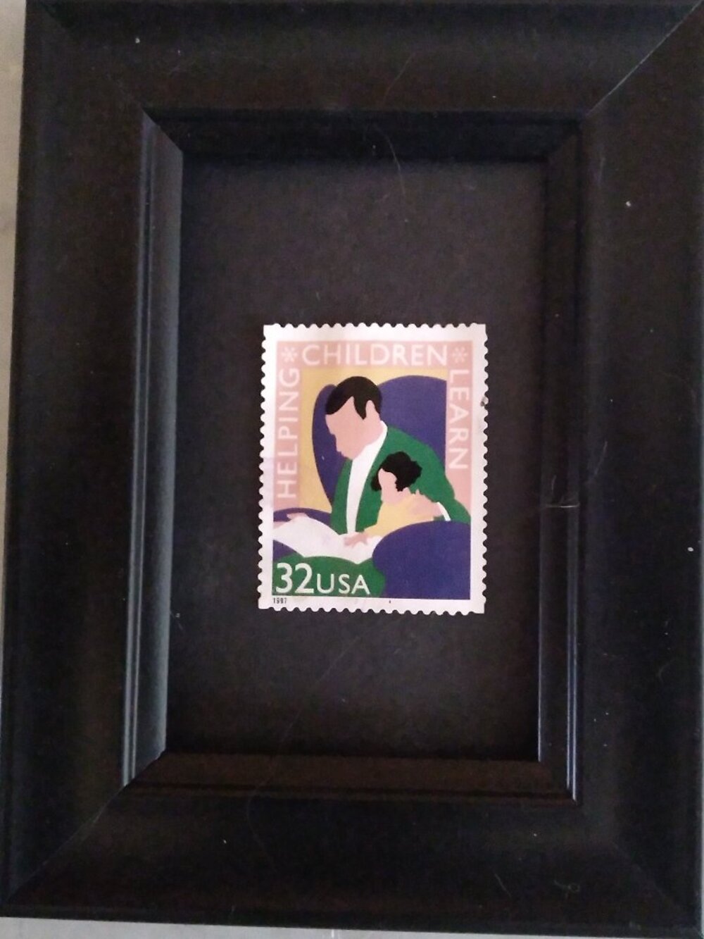 Collectible Framed US Postage Stamp - Helping The Children Learn